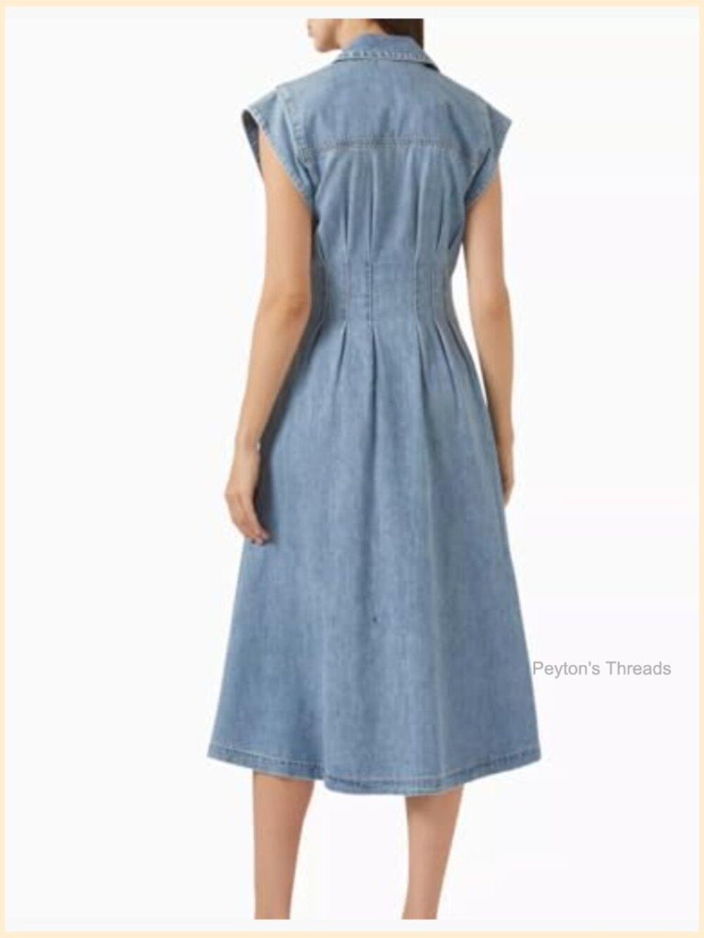 Women's Casual Denim Shirt Dress V-Neck Button Down Midi - Picture 2 of 3